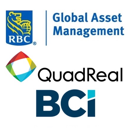 IMAGE: IMAGE: RBC Global Asset Management, Quadreal Property Group and BCI Management Corp. logos.