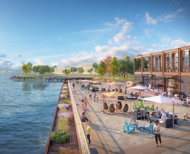 A rendering of a portion of the Steelport public realm. (Courtesy Slate Asset Mgmt.)