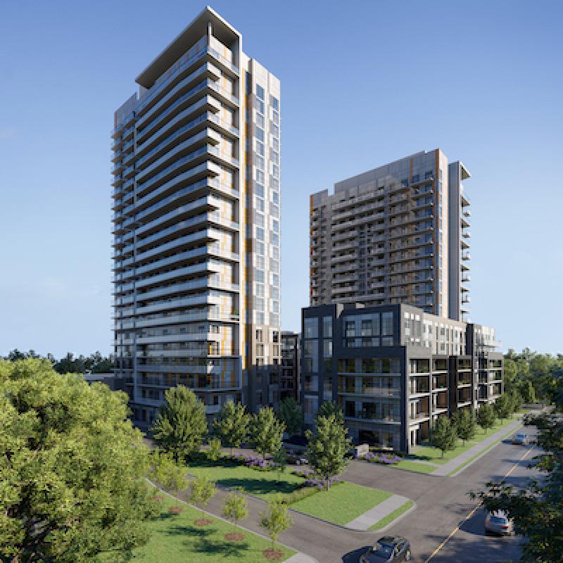 The Stationside condo towers are being developed in Milton, Ont., by hometown firm Neatt Communities. (Courtesy Neatt)