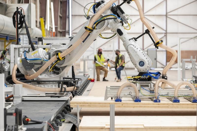 Mass timber panels being produced at Intelligent City's facility. (Courtesy Intelligent City)