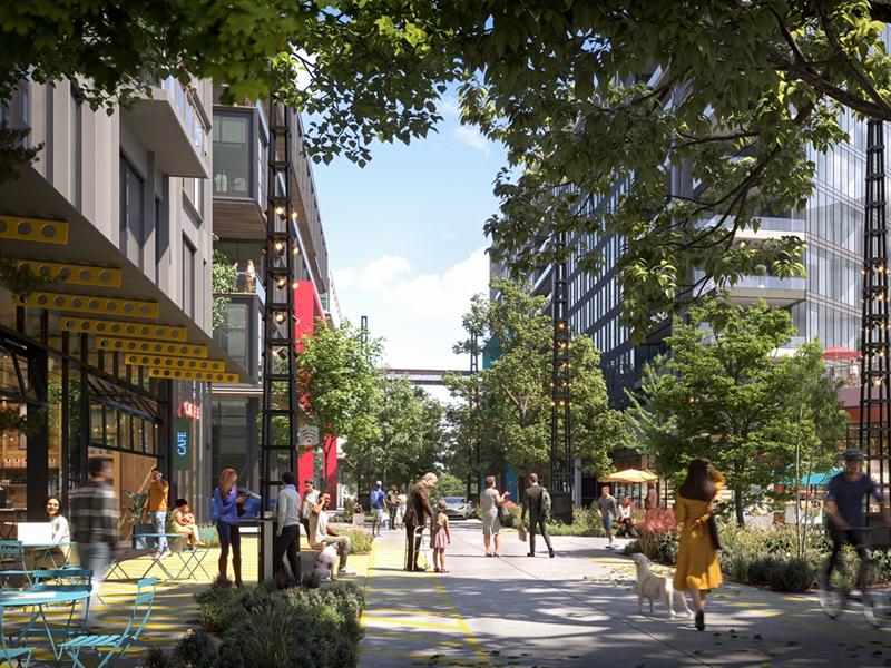 A rendering of the Taxiway area within The Hangar District at YZD, the development proposed for the former Downsview Airport property. (Courtesy Northcrest)