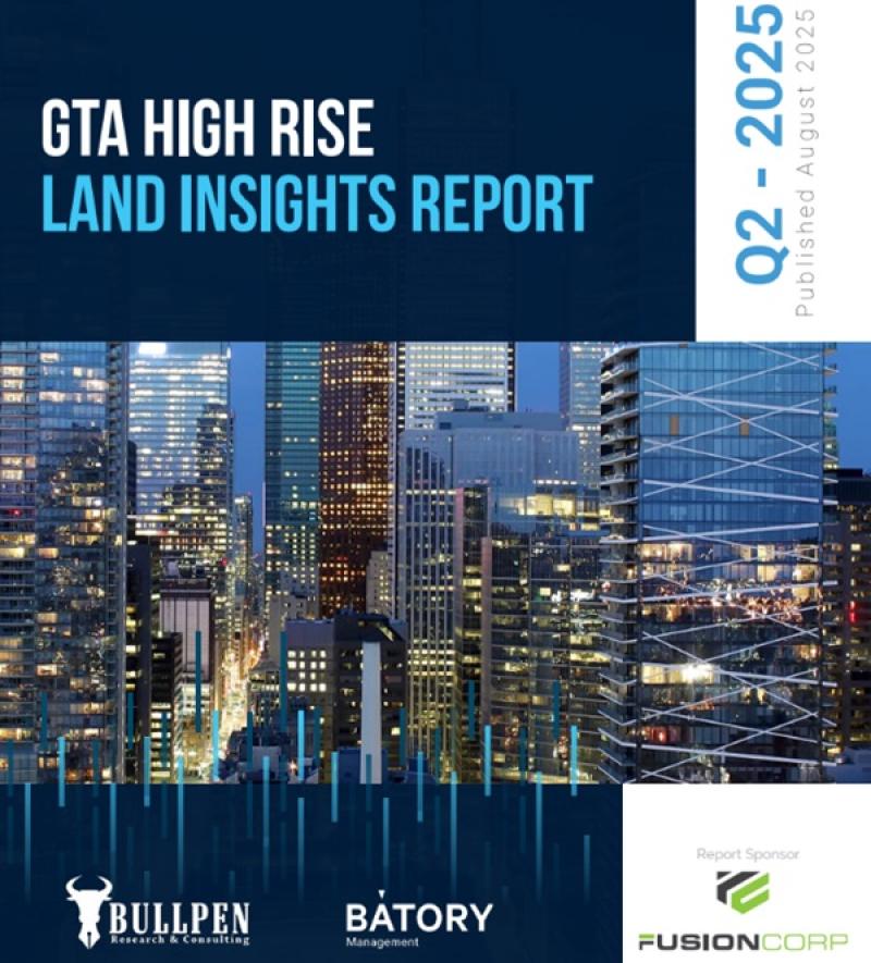 Bullpen, Batory Q2 2025 GTA High-rise land insights report.