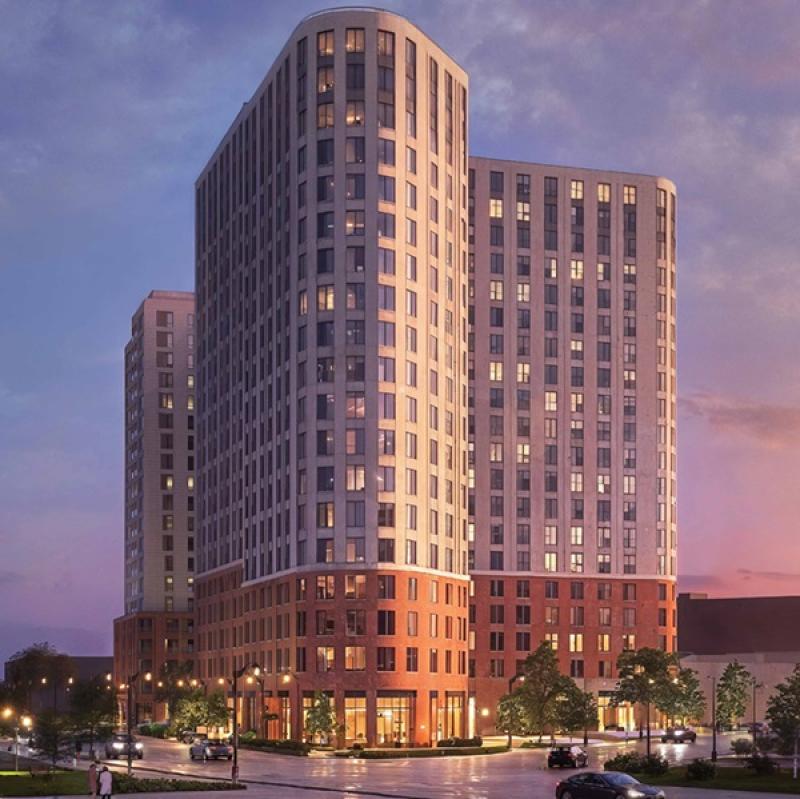 A rendering of the Phase II, market-rental tower at Broccolini's multi-phase redevelopment at Montreal’s Pointe-Saint-Charles Northern Triangle. (Courtesy Broccolini)