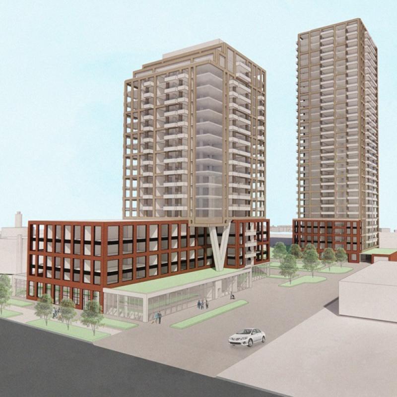 A rendering of the proposed multi-tower development planned for 2655 Lawrence Ave. E. in Scarborough (Toronto) by Mehan Group. (Courtesy Mehan Group)