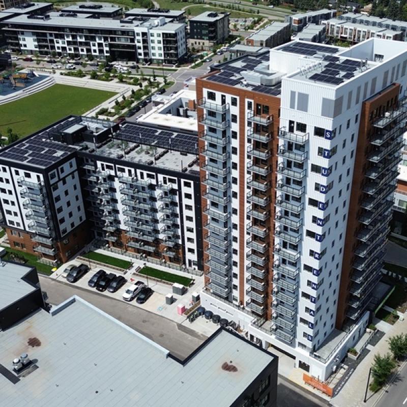 The Encore residential tower in Calgary's University District. (Courtest Gracorp / Harrison Street)