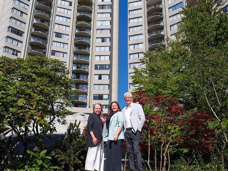 From left: Jennifer Podmore Russell, chief development officer of Nch’ḵay̓; Mindy Wight, CEO of Nch’ḵay̓; Mark Kenney, president and CEO of CAPREIT. (Courtesy Nch'Kay / CAPREIT)