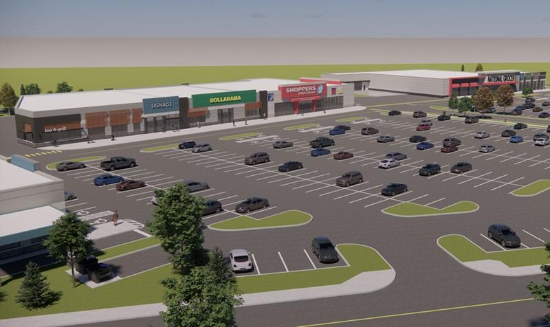 A rendering of Phase i at the multi-pad The Shoppes at Heritage, being developed just outside Windsor, Ont. (Courtesy Petretta Construction)