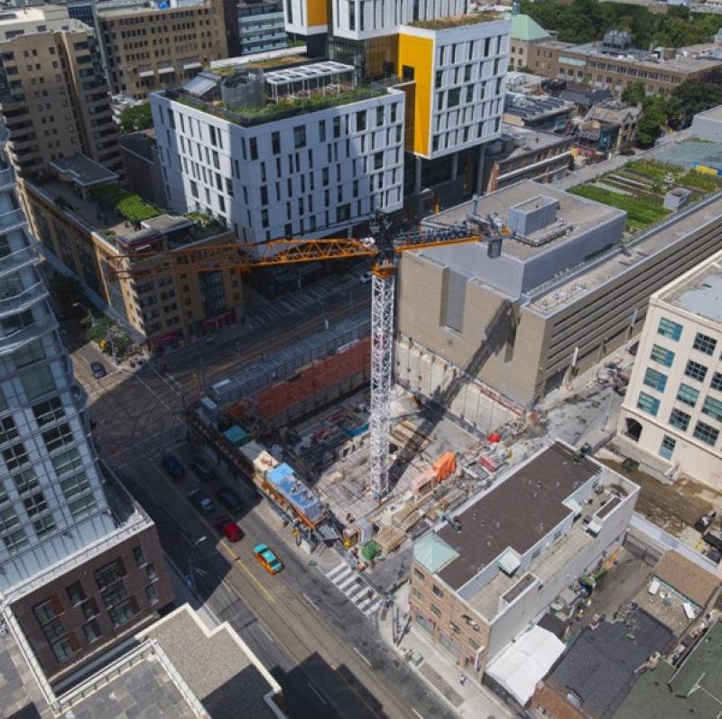 Shovels are in the ground and the crane is in place at Graywood's 241 Church St., multiresidential tower site. (Courtesy Graywood)