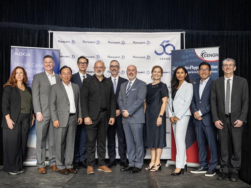 Representatives from Morguard, CENGN and Nokia at the launch of the Smart Building Living Labs project in Montreal. (Courtesy Morguard)