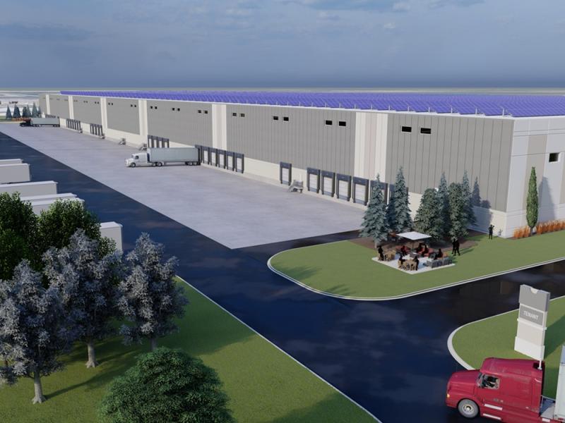 RCG Group's Gateway 290 industrial project in the High Plains Business Park outside Calgary, shown in a rendering. (Courtesy RCG Group)