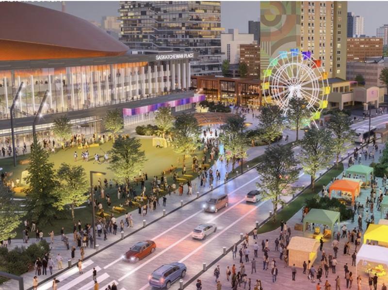 A conceptual drawing of the proposed Saskatchewan Place arena, an anchor to the city's planned Downtown Event and Entertainment District. (Courtesy City of Saskatoon)