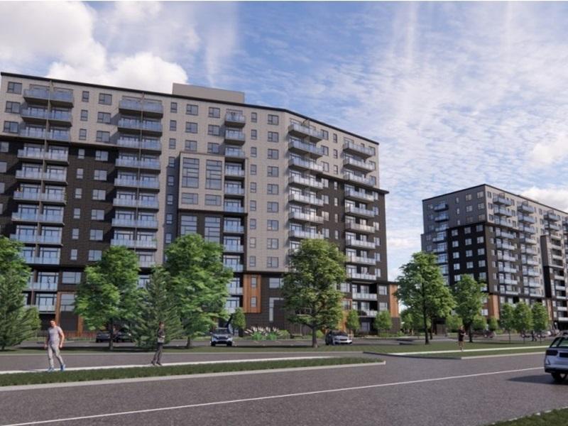 Parkit Enterprises, Decade Capital and Southside Group are set to construct what will be a two-tower multifamily project at 568 Second St., in London, Ont. The property is shown in this early rendering of the proposal.(Courtesy Parkit / City of London)