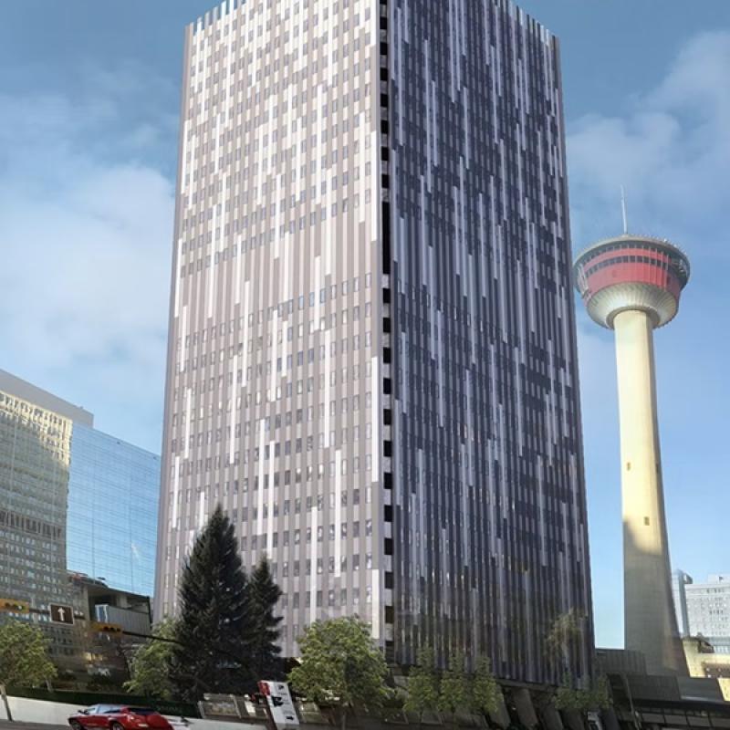 Calgary's former Palliser 1 tower, now known as Sullivan, is already being converted from office to apartments. Developer Aspen Properties is now considering mor residential towers for the surrounding properties. (Courtesy Aspen)