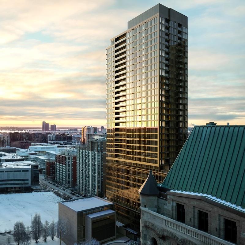 Carr&eacute; Windsor is a 35-storey, 512-unit apartment development at 1114 Saint-Antoine St. W. in downtown Montreal. (Courtesy Cadillac Fairview)