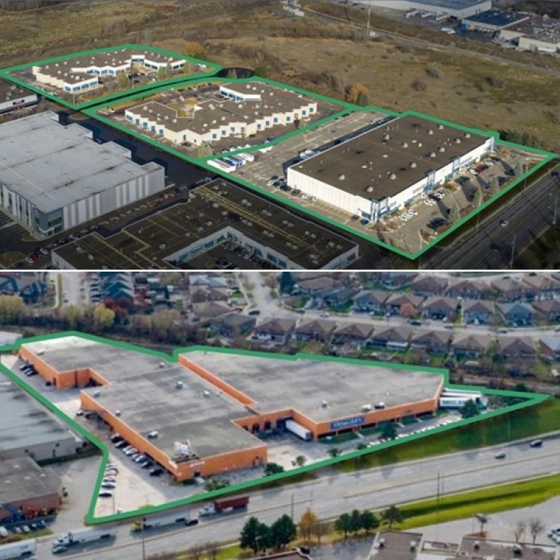 Humbold Properties' assets which are currently for sale include three industrial buildings in Markham, and a commercial and retail site along Steeles Ave., in Toronto. (Courtesy CBRE)