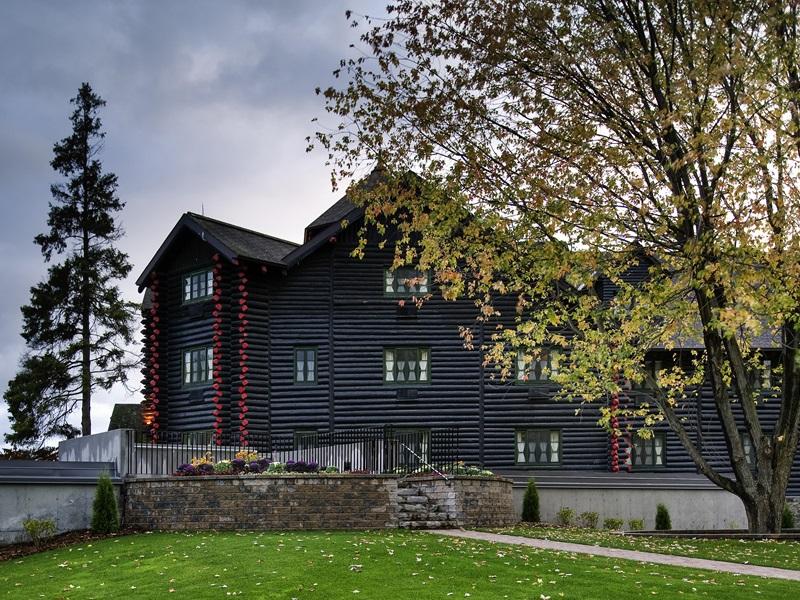 The Fairmont Chateau Montebello hotel and resort in Quebec, between Ottawa and Montreal, is officially for sale under receivership proceedings. (Courtesy Colliers)