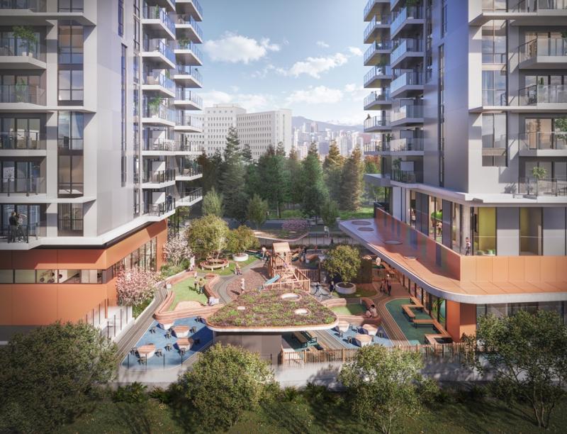 A rendering of the twin-tower workforce housing apartment project planned for 13th and Willow in downtown Vancouver, adjacent to Vancouver General Hospital. (Courtesy PC Urban)