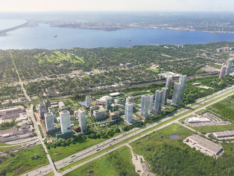 Aerial rendering Alinea's development proposed for 1200 King Rd. in Burlington, Ont. (Courtesy Alinea)