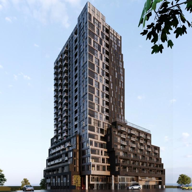 Radius Etobicoke is a purpose-built rental apartment tower being constructed at 5507 Dundas St., W., in Toronto. (Courtesy Centurion / LASH)