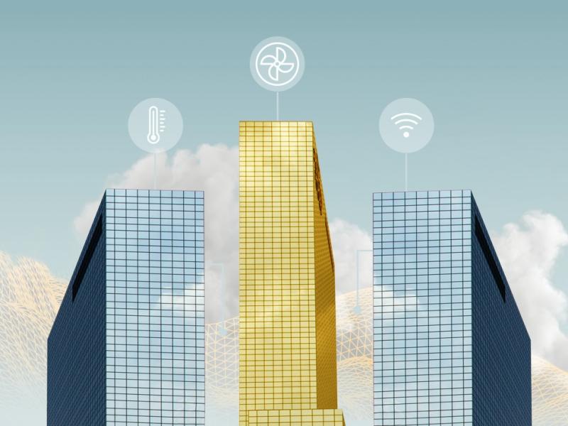 A graphic illustrating BrainBox Ai's smart building technology. (Courtesy BrainBox AI)
