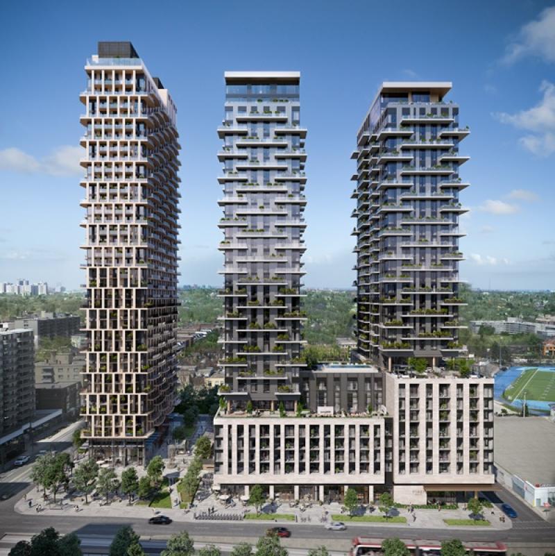 A rendering of the three tower Foret project from Canderel. Work has begun on the middle tower in midtown Toronto. (Courtesy Canderel)