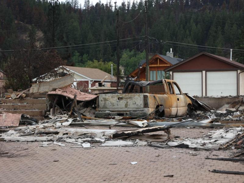Scenes of damage in Jasper from 2024 wildfires. (Courtesy Parks Canada website)
