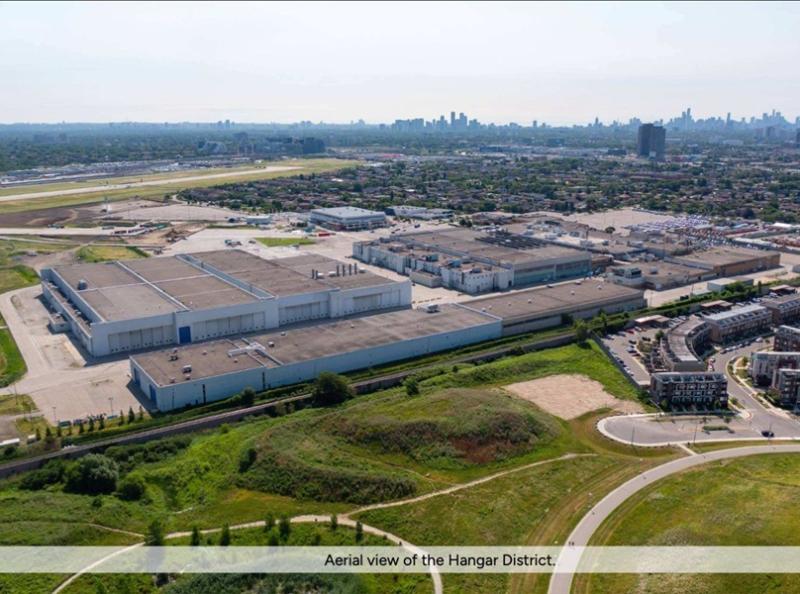 An aerial view of the Hangar District site at YZD. (Courtesy Northcrest)