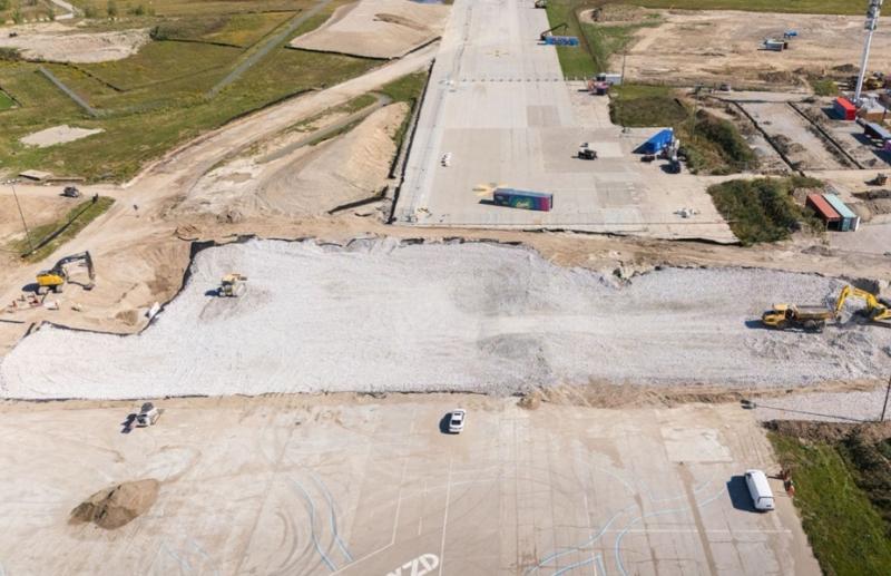 Enabling works construction on the stormwater management at the Hangar District at YZD. (Courtesy Northcrest)