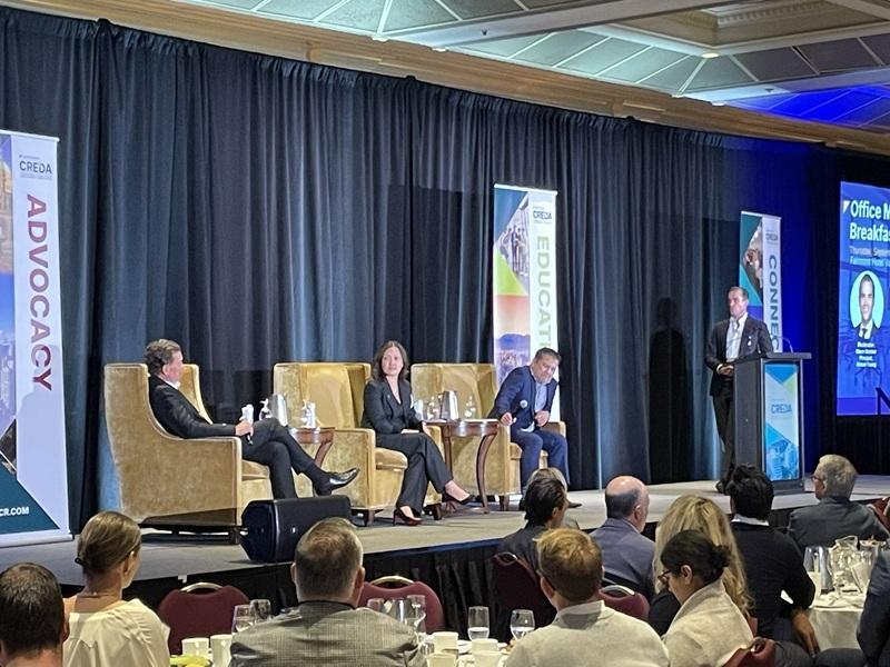 A panel consisting of (l-r) Bart Corbett, Irene Au, Jeff Lim and Glenn Gardner at last week's CREDA event on the Vancouver office market. (RENX/Duggan)
