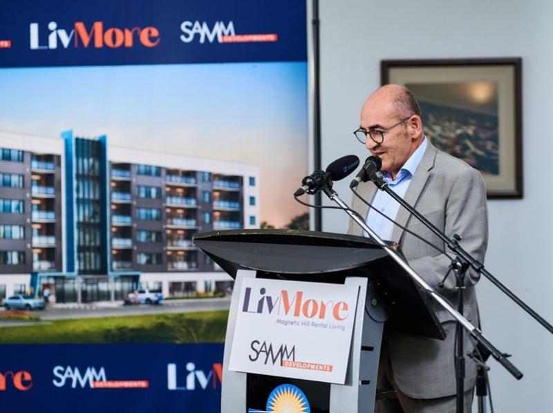 SAMM Developments president Ali Akman at the groundbreaking event for LivMore Magnetic Hill in Moncton. (Courtesy SAMM Developments)